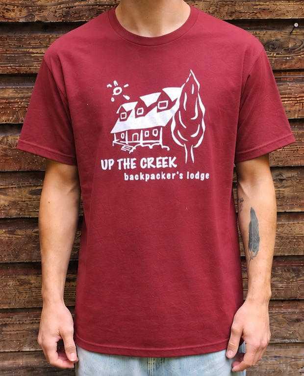 Up The Creek Lodge T-Shirt -Burgundy